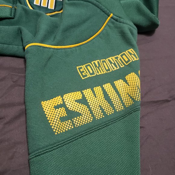 Reebok CFL Edmonton Eskimos Hoodie Football Activewear Green Yellow Accents 3T - Picture 5 of 7